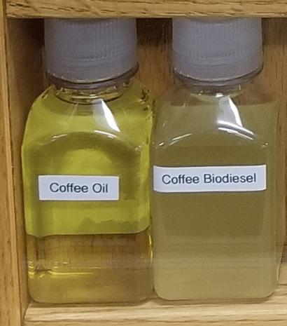 Coffee Oil and the biodiesel that is produced from it.